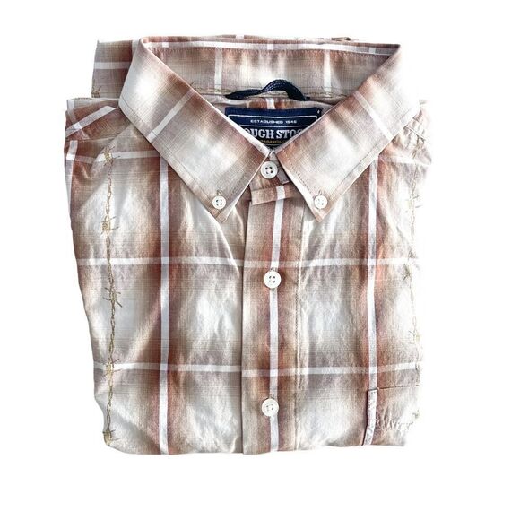 Panhandle Slim Roughstock Shirt Western Button Up Brown Plaid Mens L Barbed Wire - Picture 11 of 11